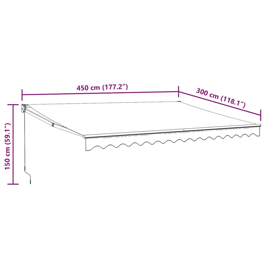 Auvent rétractable automatique anthracite 4,5x3 m - 10