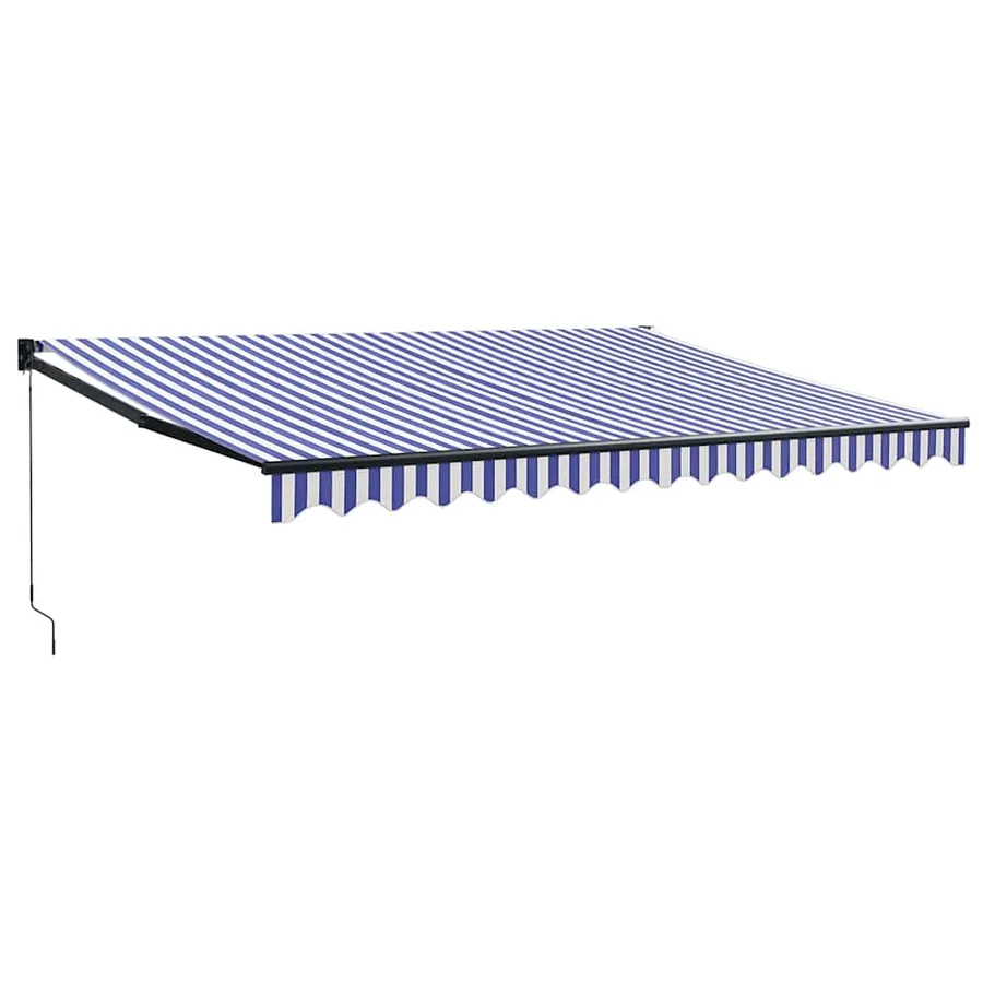 Auvent rétractable bleu et blanc 4,5x3 m tissu et aluminium - 2