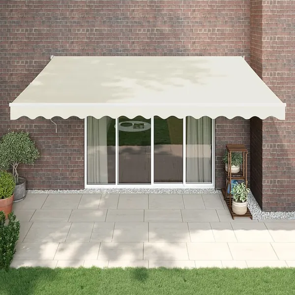 Auvent rétractable crème 4x3 m tissu et aluminium