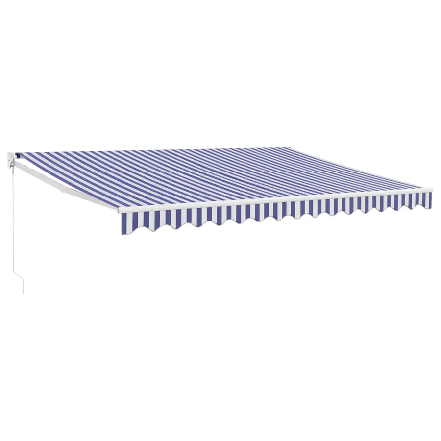 Auvent rétractable bleu et blanc 4x3 m tissu et aluminium - 2