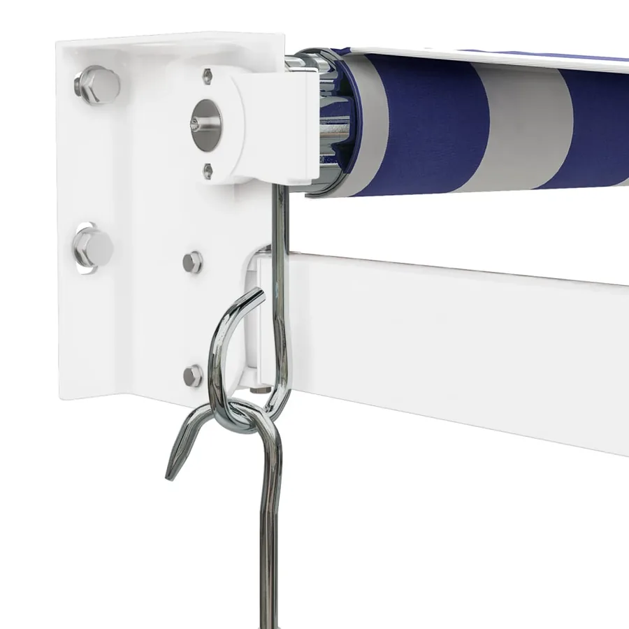 Auvent rétractable bleu et blanc 4x3 m tissu et aluminium - 7