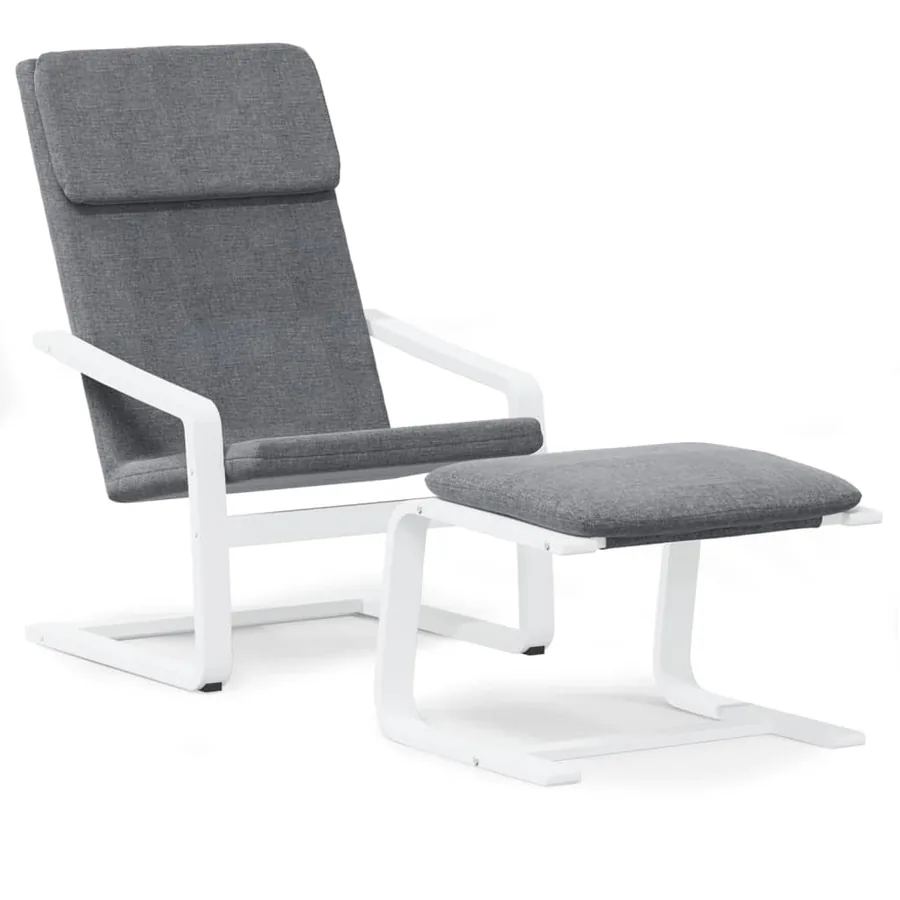 Chaise de relaxation avec repose-pied Gris foncé Tissu - 2