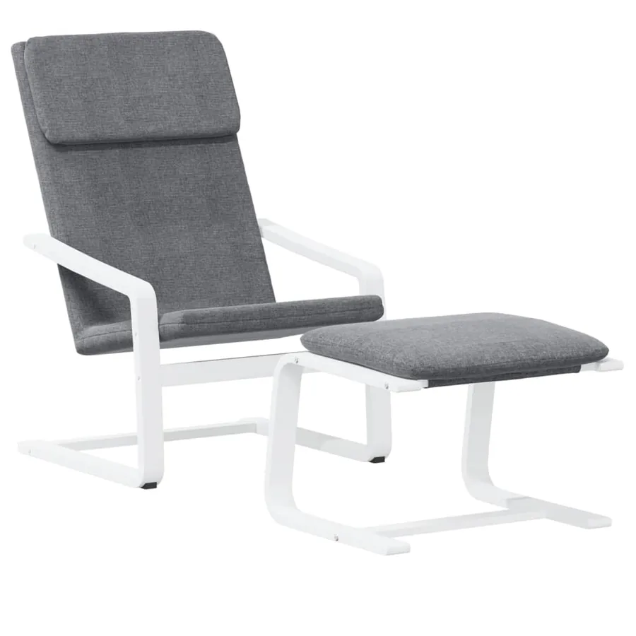 Chaise de relaxation avec repose-pied Gris foncé Tissu - 3