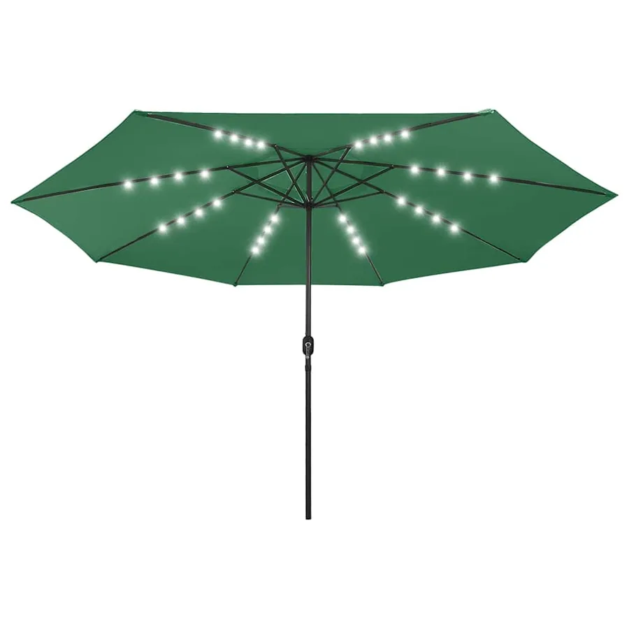 Parasol de jardin avec lumières LED et mât en métal 400 cm vert - 2
