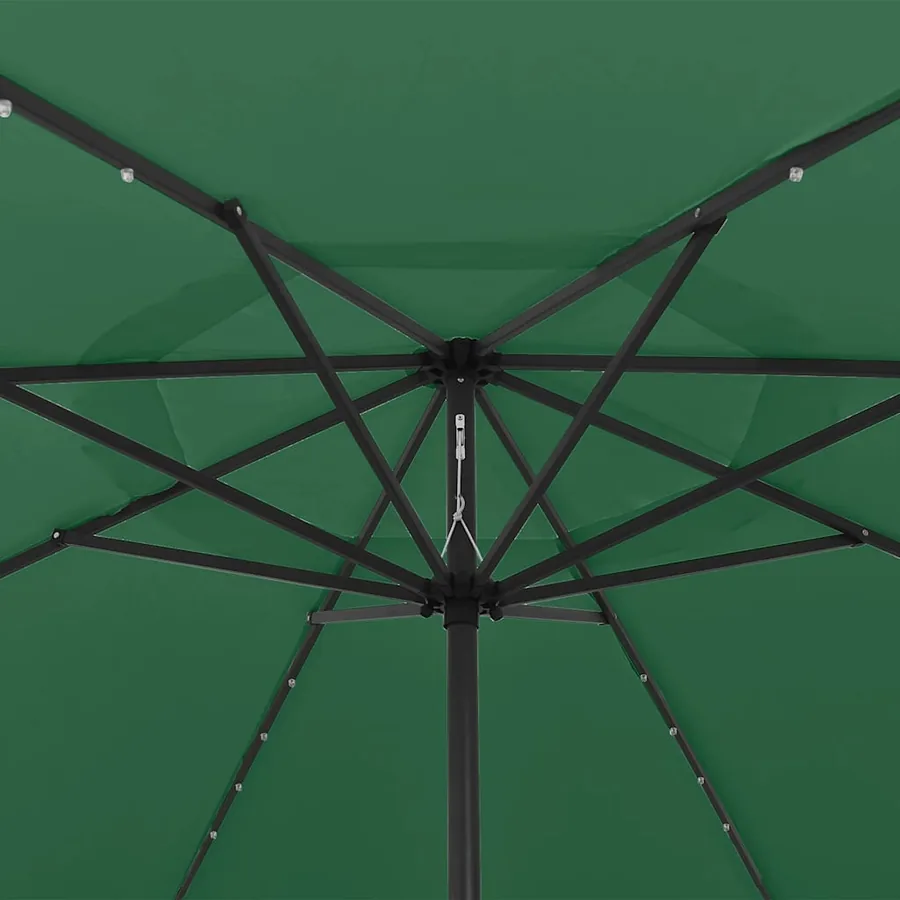 Parasol de jardin avec lumières LED et mât en métal 400 cm vert - 4