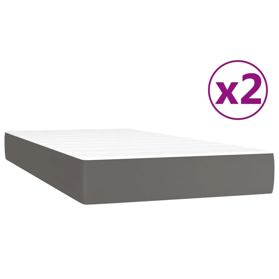Sommier à lattes de lit avec matelas Gris 200x200 cm Similicuir - 5