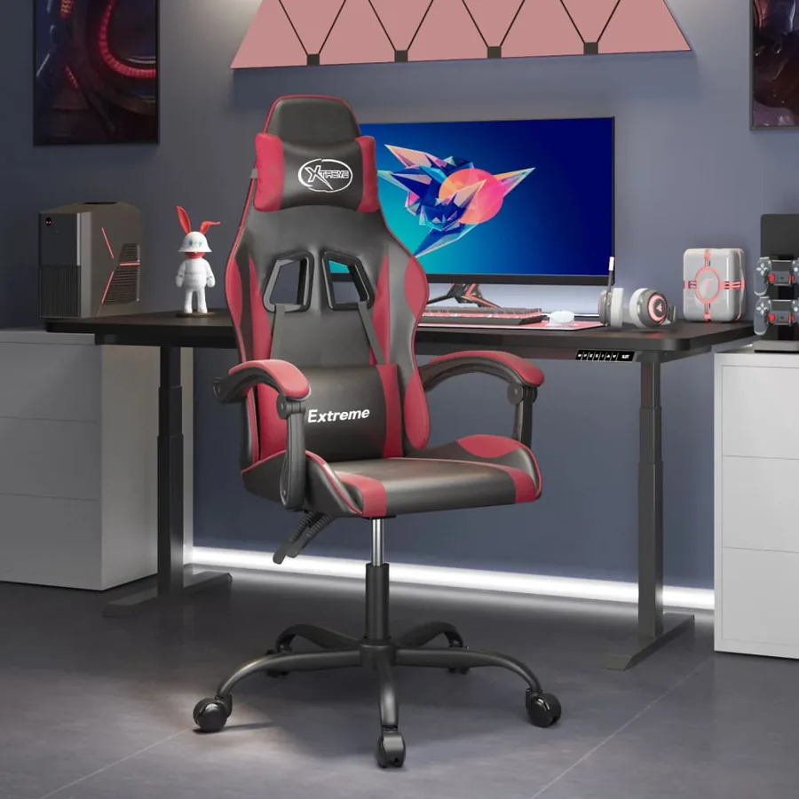 Chaise de jeu Noir et rouge bordeaux Similicuir