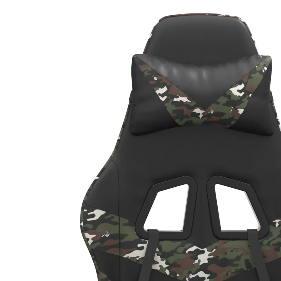 Chaise de jeu avec repose-pied Noir et camouflage Similicuir - 12