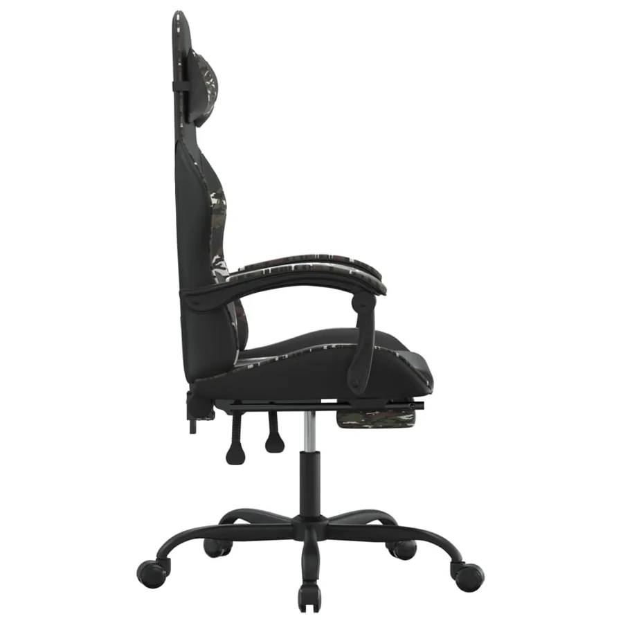 Chaise de jeu avec repose-pied Noir et camouflage Similicuir - 4