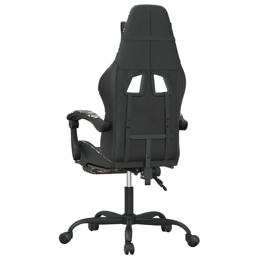 Chaise de jeu avec repose-pied Noir et camouflage Similicuir - 5