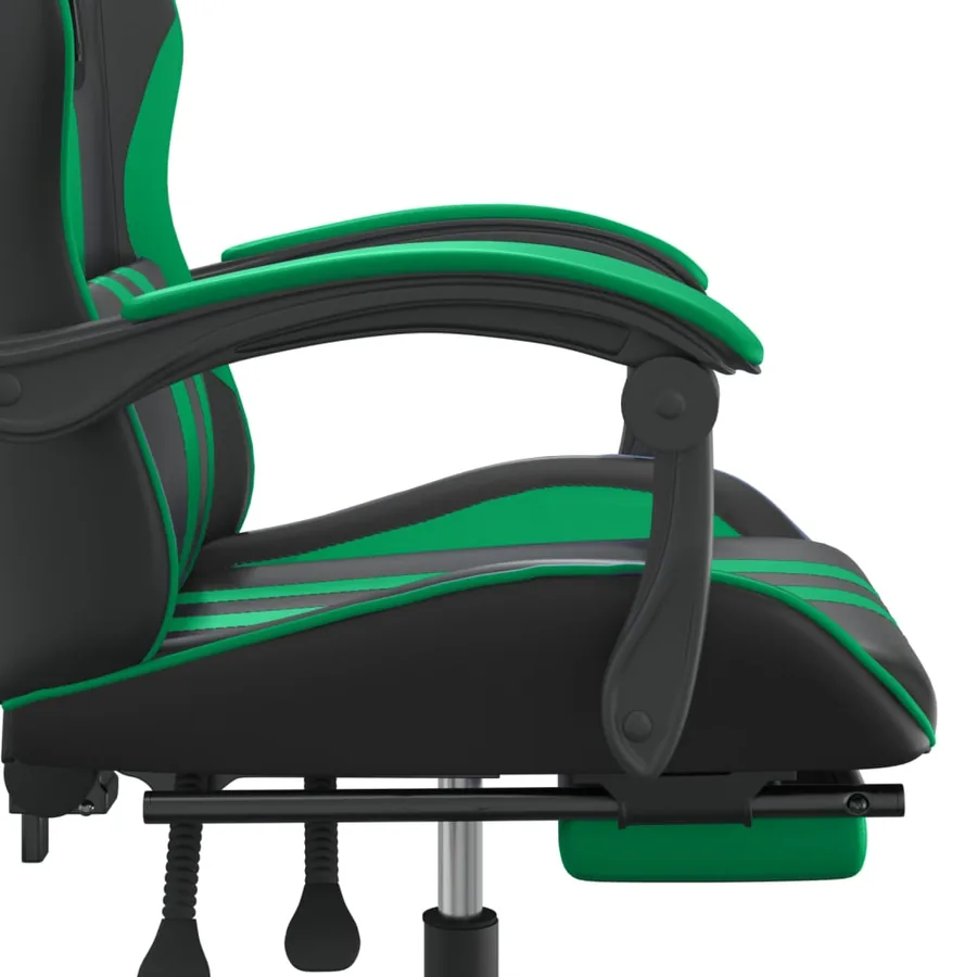 Chaise de jeu avec repose-pied Noir et vert Similicuir - 11