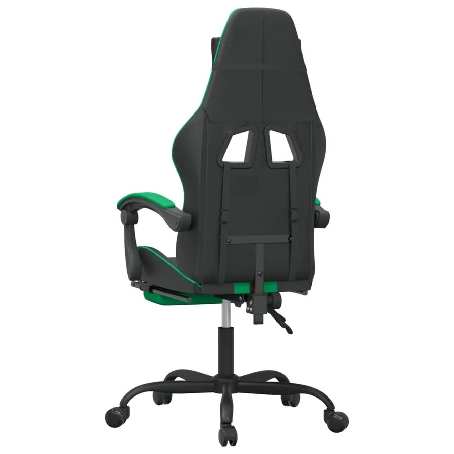 Chaise de jeu avec repose-pied Noir et vert Similicuir - 5