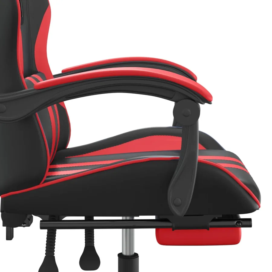 Chaise de jeu avec repose-pied Noir et rouge Similicuir - 11