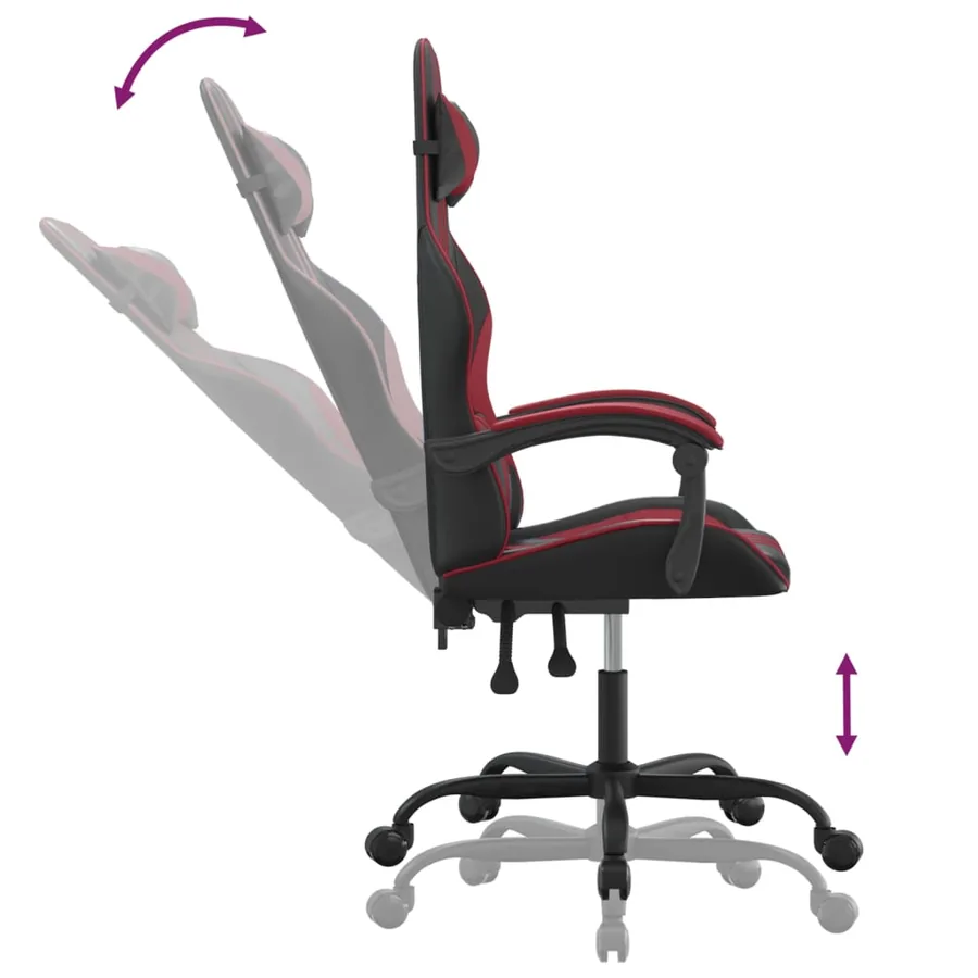 Chaise de jeu Noir et rouge bordeaux Similicuir - 6