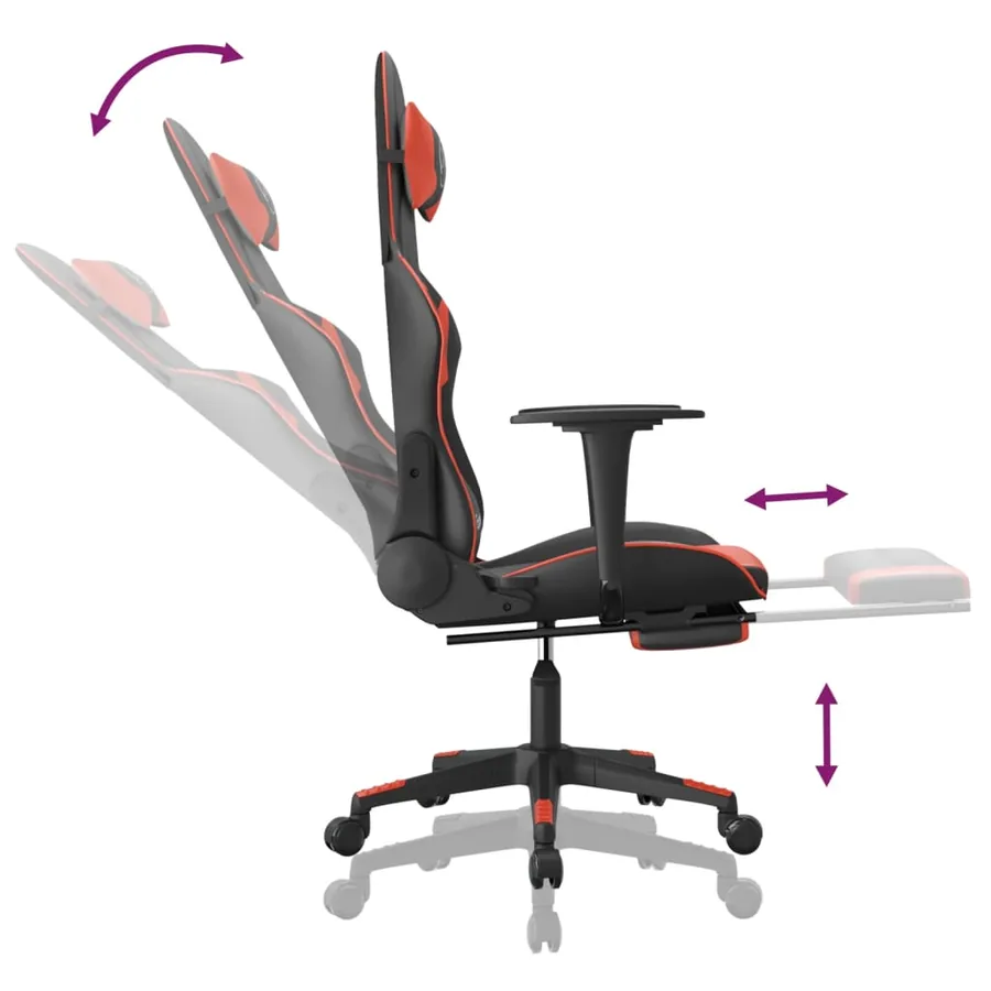 Chaise de jeu avec repose-pied Noir et rouge Similicuir - 7
