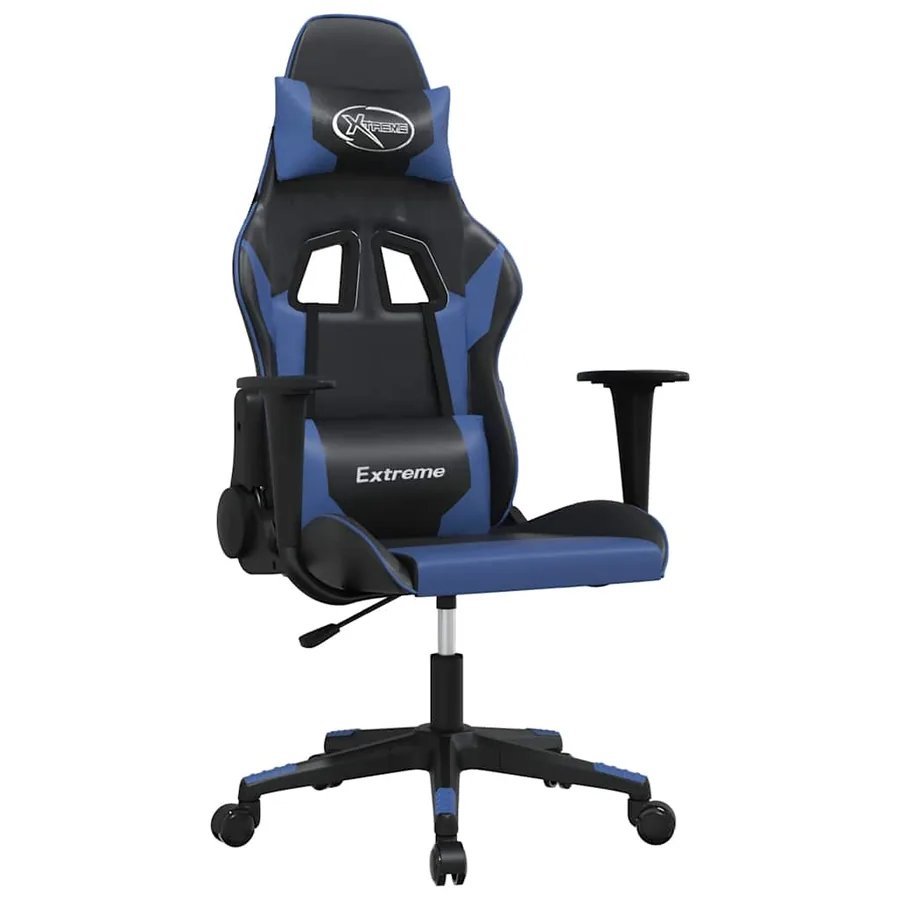 Chaise de jeu Noir et bleu Similicuir - 2