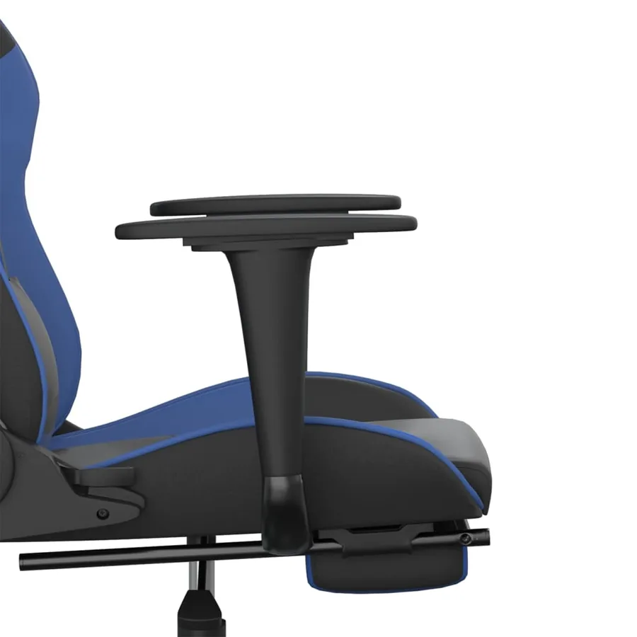 Chaise de jeu avec repose-pied Noir et bleu Similicuir - 11