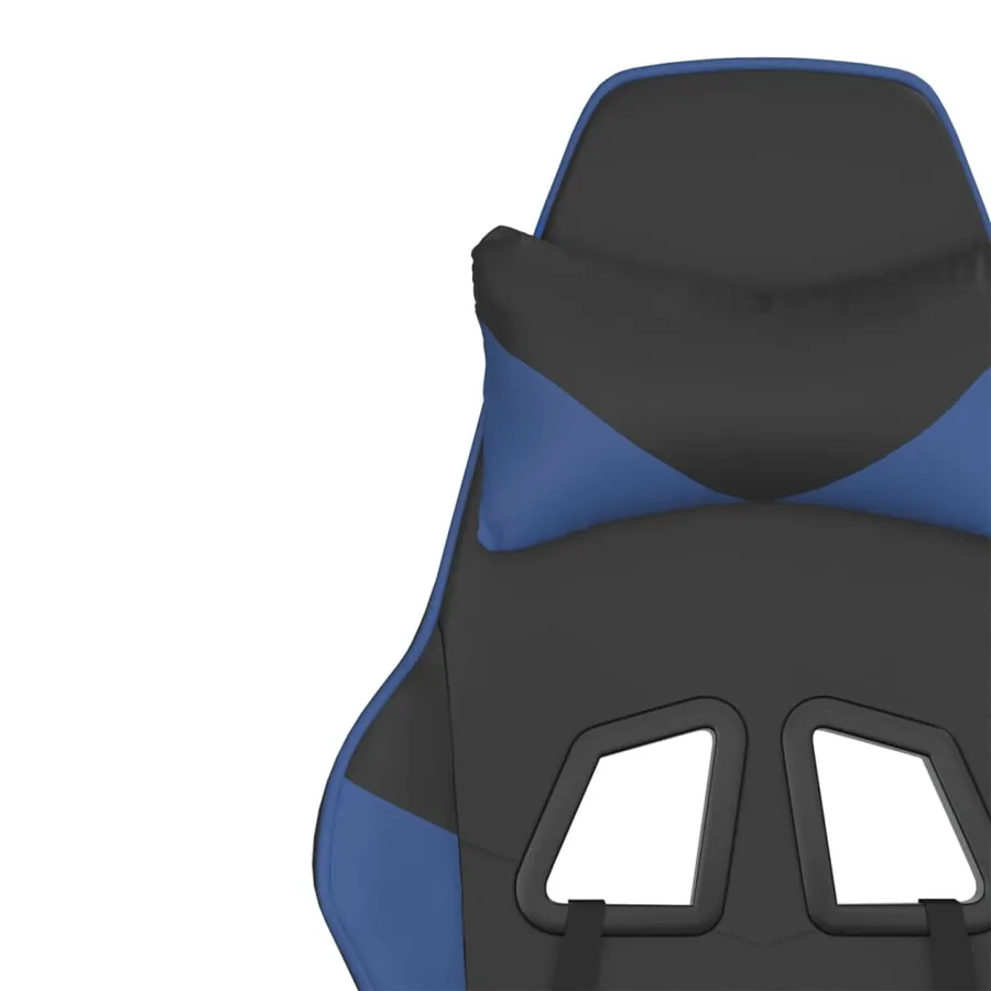 Chaise de jeu avec repose-pied Noir et bleu Similicuir - 12