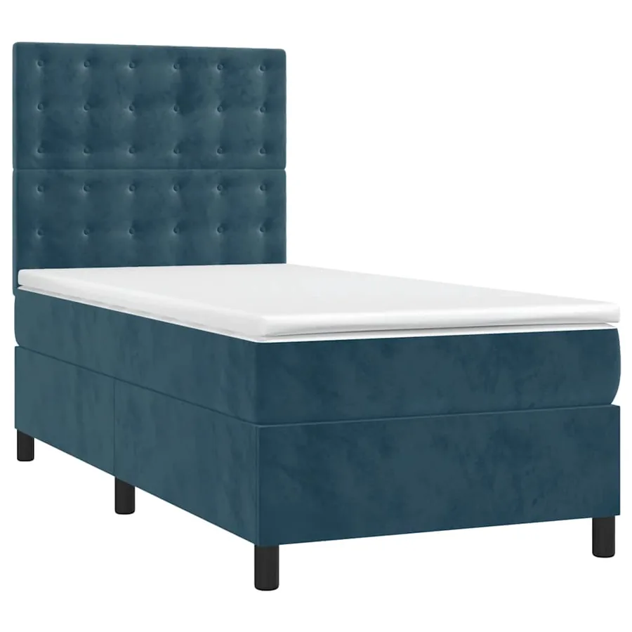 Sommier à lattes de lit avec matelas Bleu foncé 90x190 cm - 3