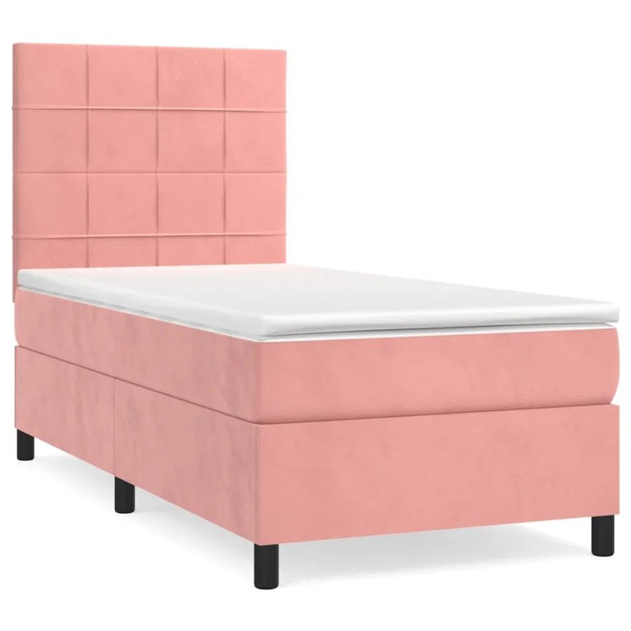 Sommier à lattes de lit avec matelas Rose 90x200 cm Velours - 2