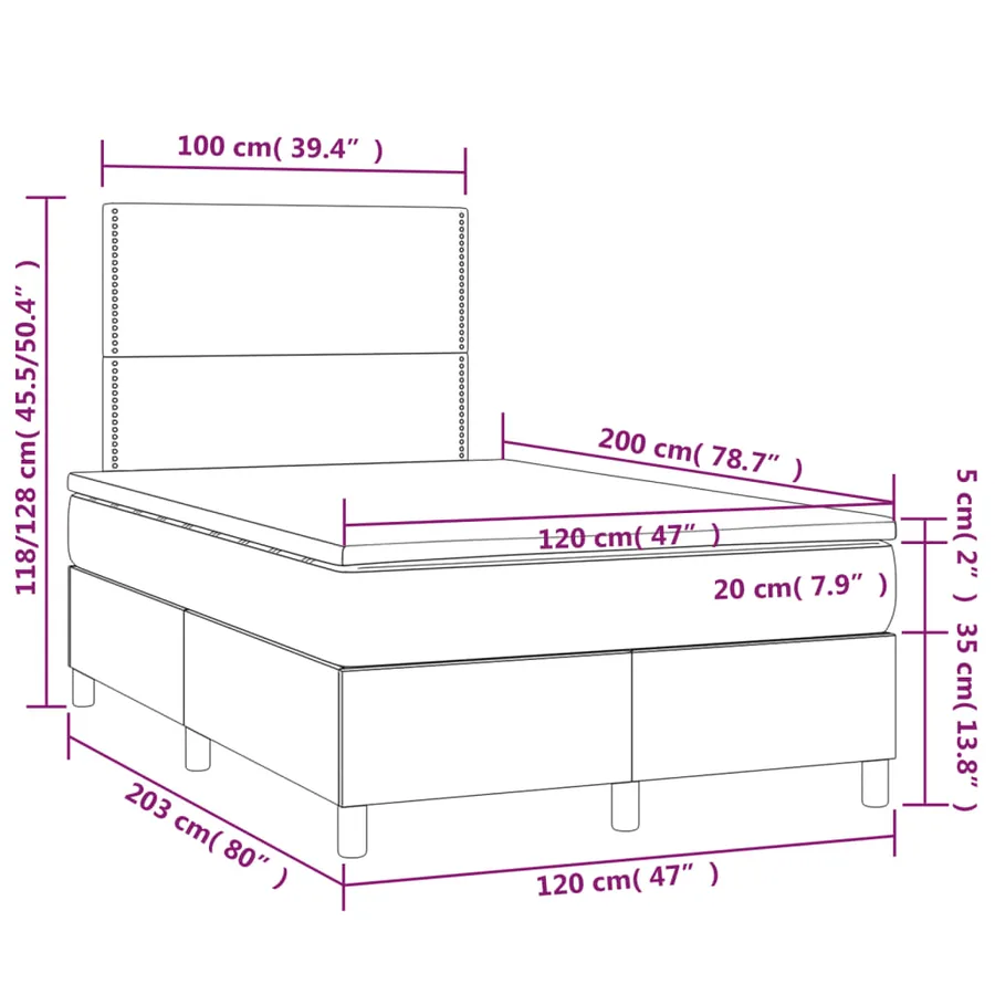 Sommier à lattes de lit avec matelas Rose 120x200 cm Velours - 6