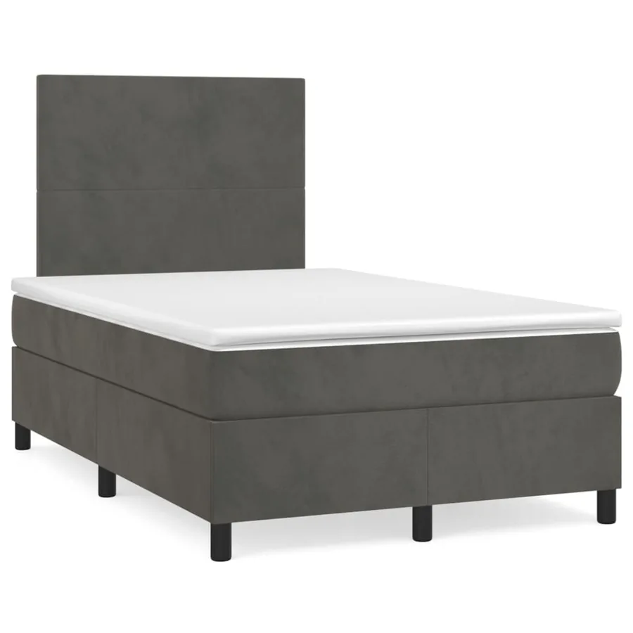 Sommier à lattes de lit et matelas Gris foncé 120x200cm Velours - 2