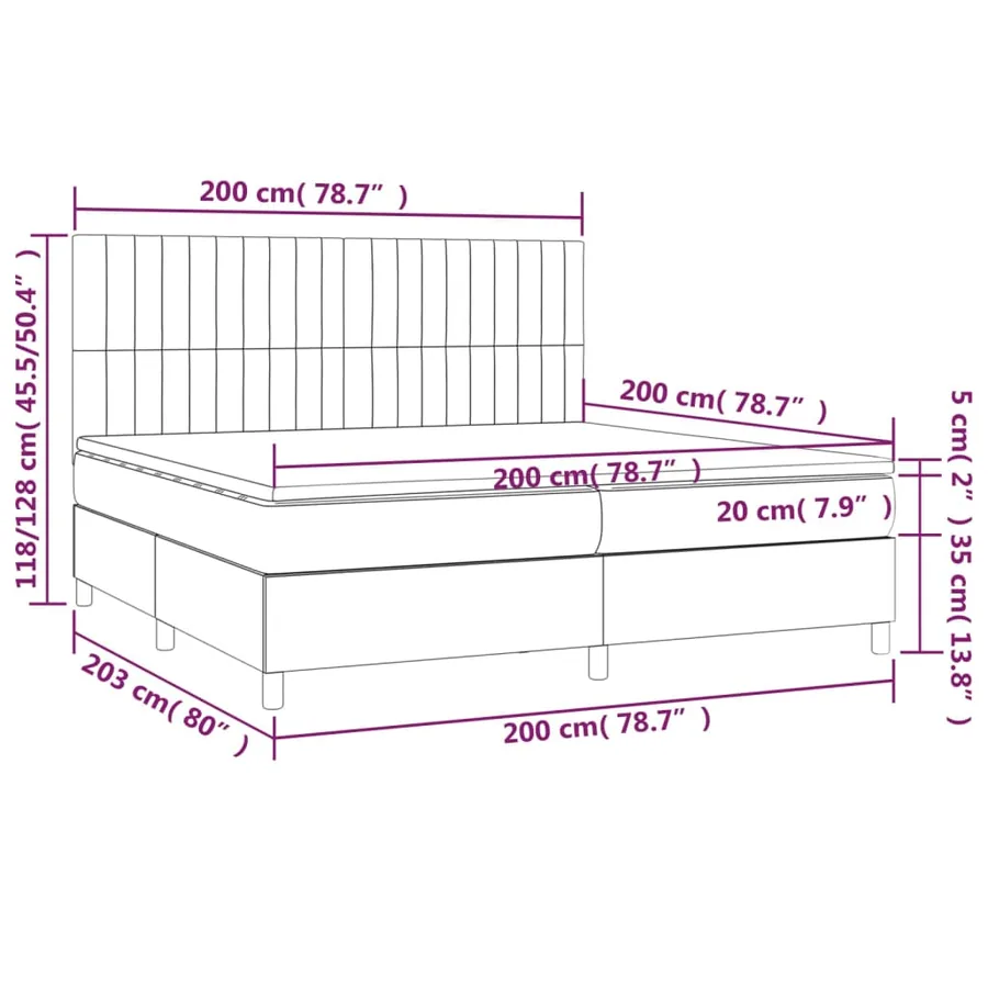 Sommier à lattes de lit avec matelas Marron foncé 200x200 cm - 6