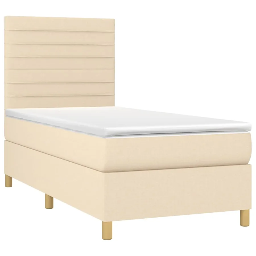 Sommier à lattes de lit avec matelas Crème 90x200 cm Tissu - 3
