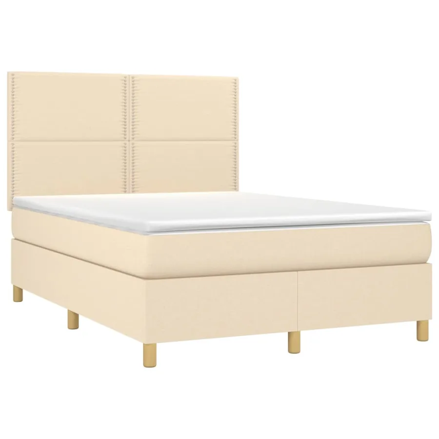 Sommier à lattes de lit avec matelas Crème 140x200 cm Tissu - 3