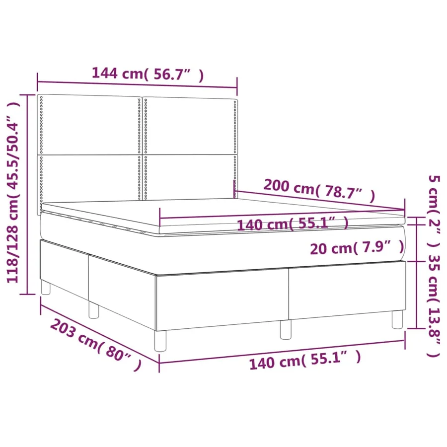 Sommier à lattes de lit avec matelas Crème 140x200 cm Tissu - 6