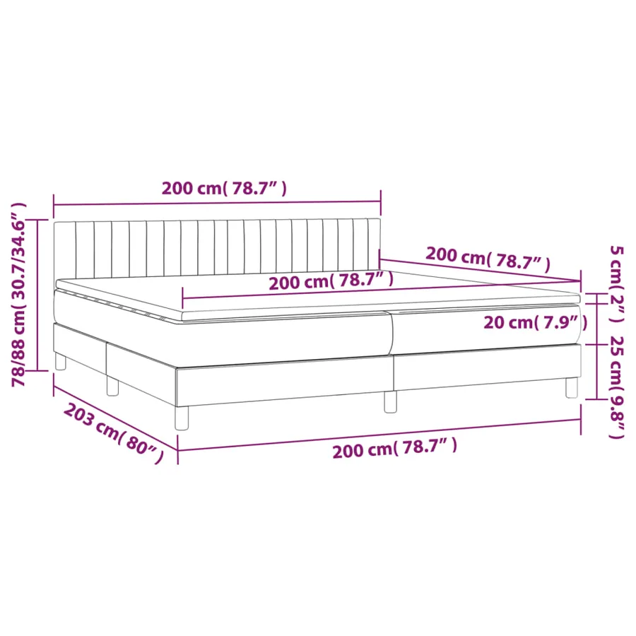 Sommier à lattes de lit avec matelas Rose 200x200 cm Velours - 7