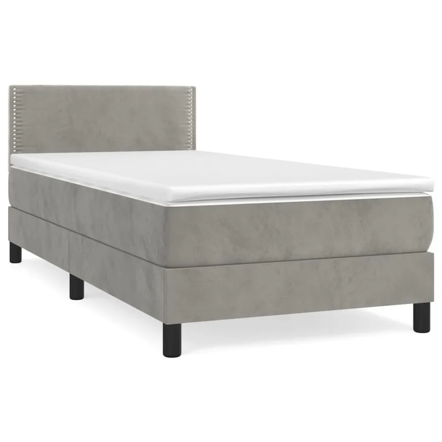 Sommier à lattes de lit et matelas Gris clair 80x200 cm Velours - 2