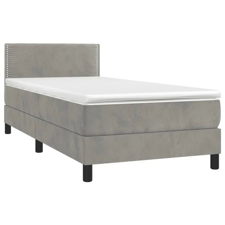 Sommier à lattes de lit et matelas Gris clair 80x200 cm Velours - 3