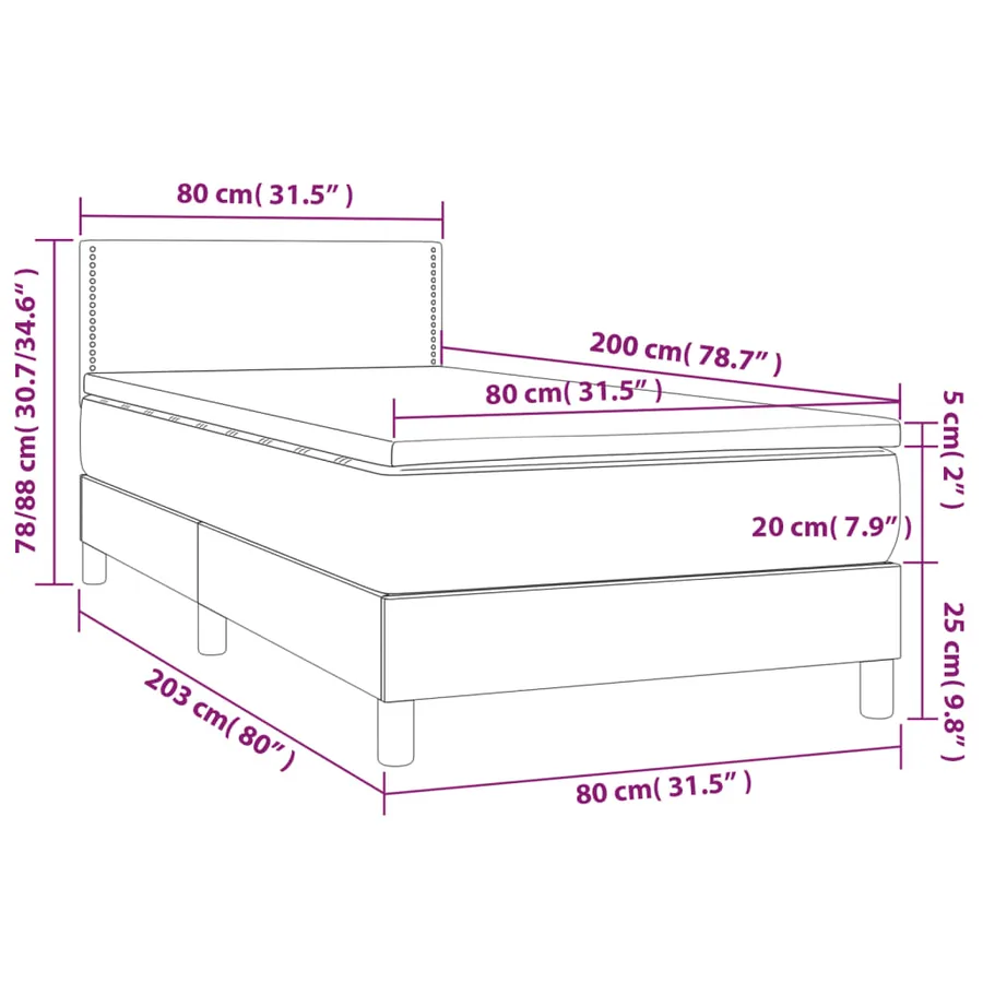 Sommier à lattes de lit et matelas Gris clair 80x200 cm Velours - 7