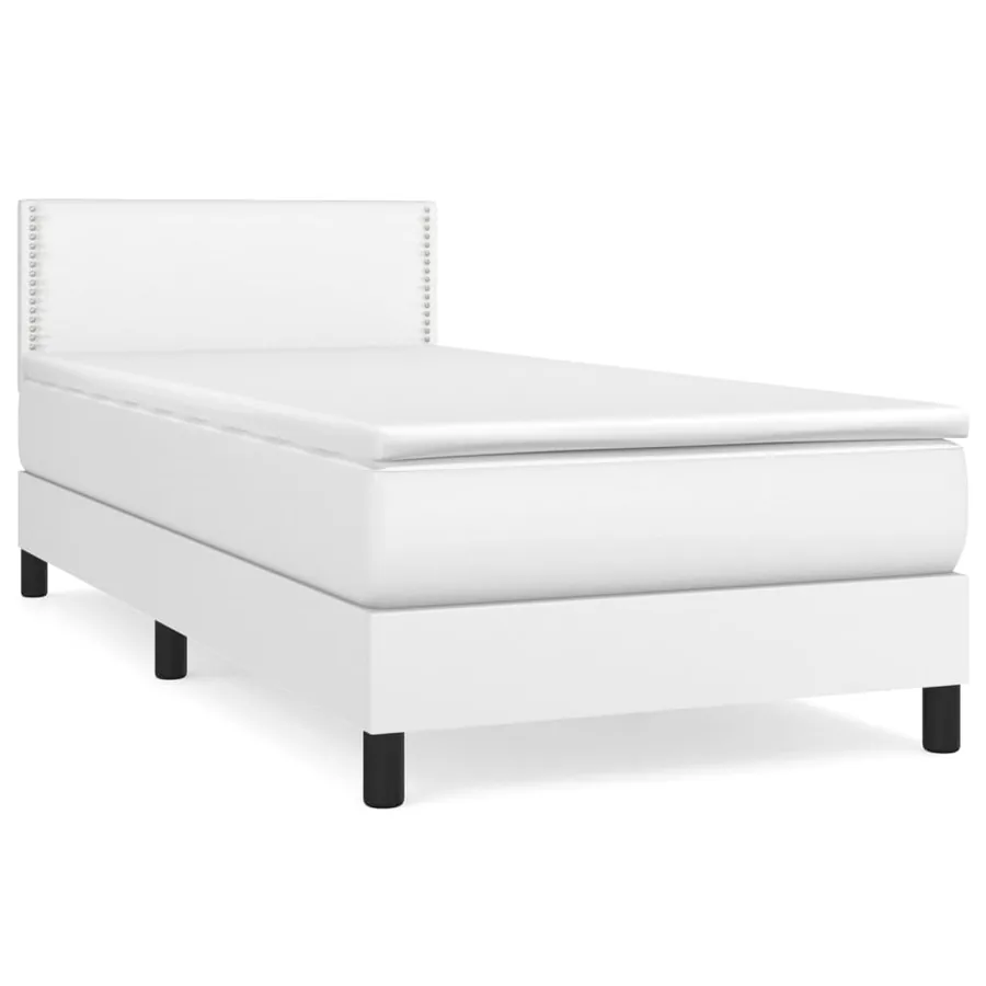 Sommier à lattes de lit avec matelas Blanc 100x200cm Similicuir - 2