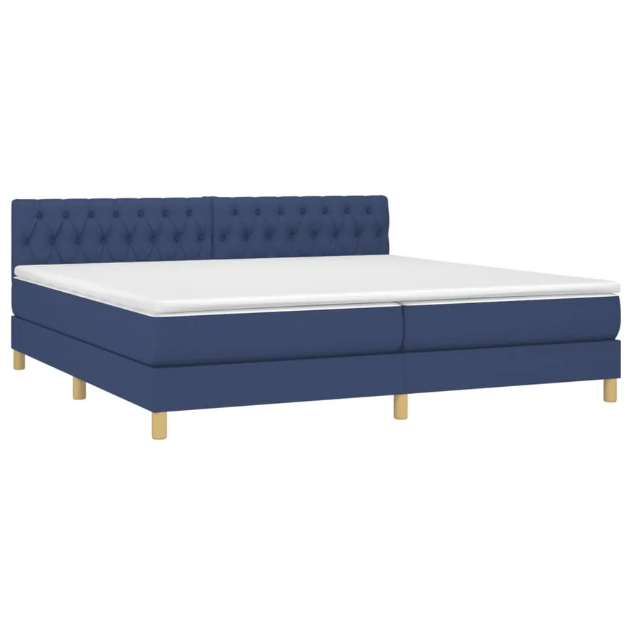 Sommier à lattes de lit avec matelas Bleu 200x200 cm Tissu - 3