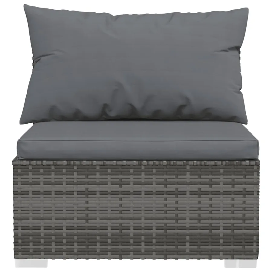 Salon de jardin 6 pcs avec coussins résine tressée gris - 5