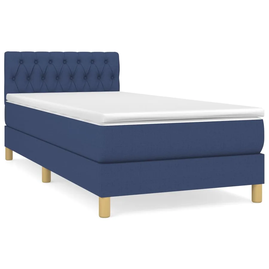 Sommier à lattes de lit avec matelas Bleu 100x200 cm Tissu - 2