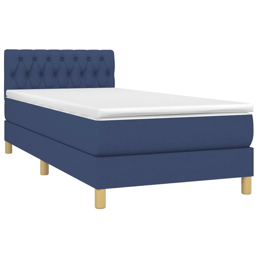 Sommier à lattes de lit avec matelas Bleu 100x200 cm Tissu - 3