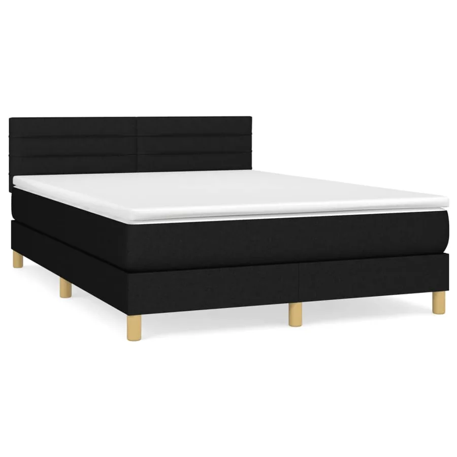 Sommier à lattes de lit avec matelas Noir 140x200 cm Tissu - 2