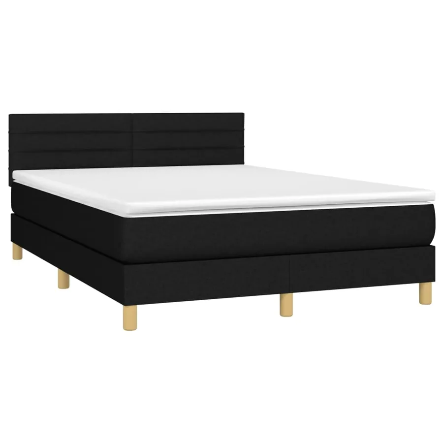 Sommier à lattes de lit avec matelas Noir 140x200 cm Tissu - 3