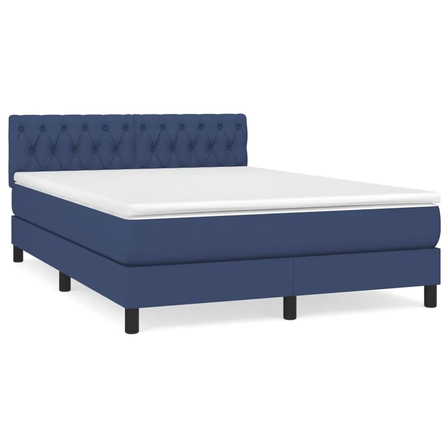 Sommier à lattes de lit avec matelas Bleu 140x200 cm Tissu - 2