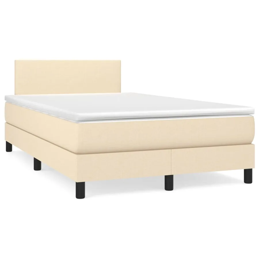 Sommier à lattes de lit avec matelas Crème 120x200 cm Tissu - 2