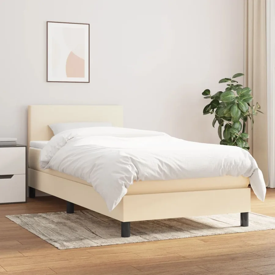 Sommier à lattes de lit avec matelas Crème 100x200 cm Tissu