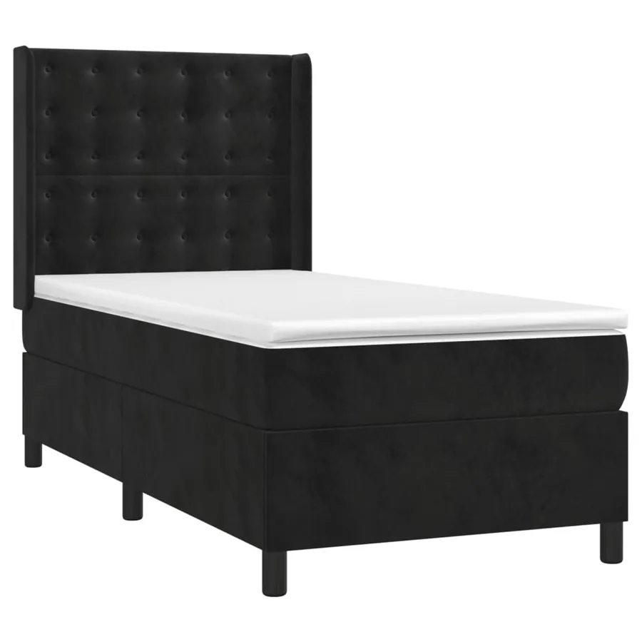 Sommier à lattes de lit matelas et LED Noir 90x190 cm Velours - 4