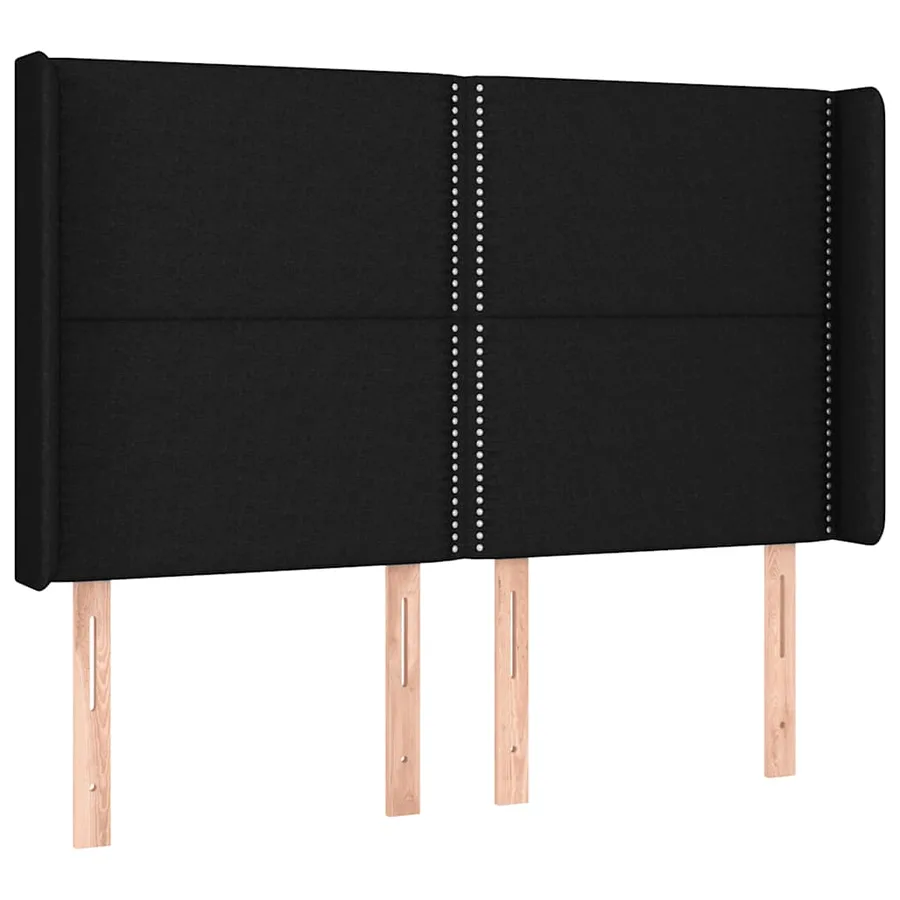 Sommier à lattes de lit matelas et LED Noir 140x200 cm Tissu - 7