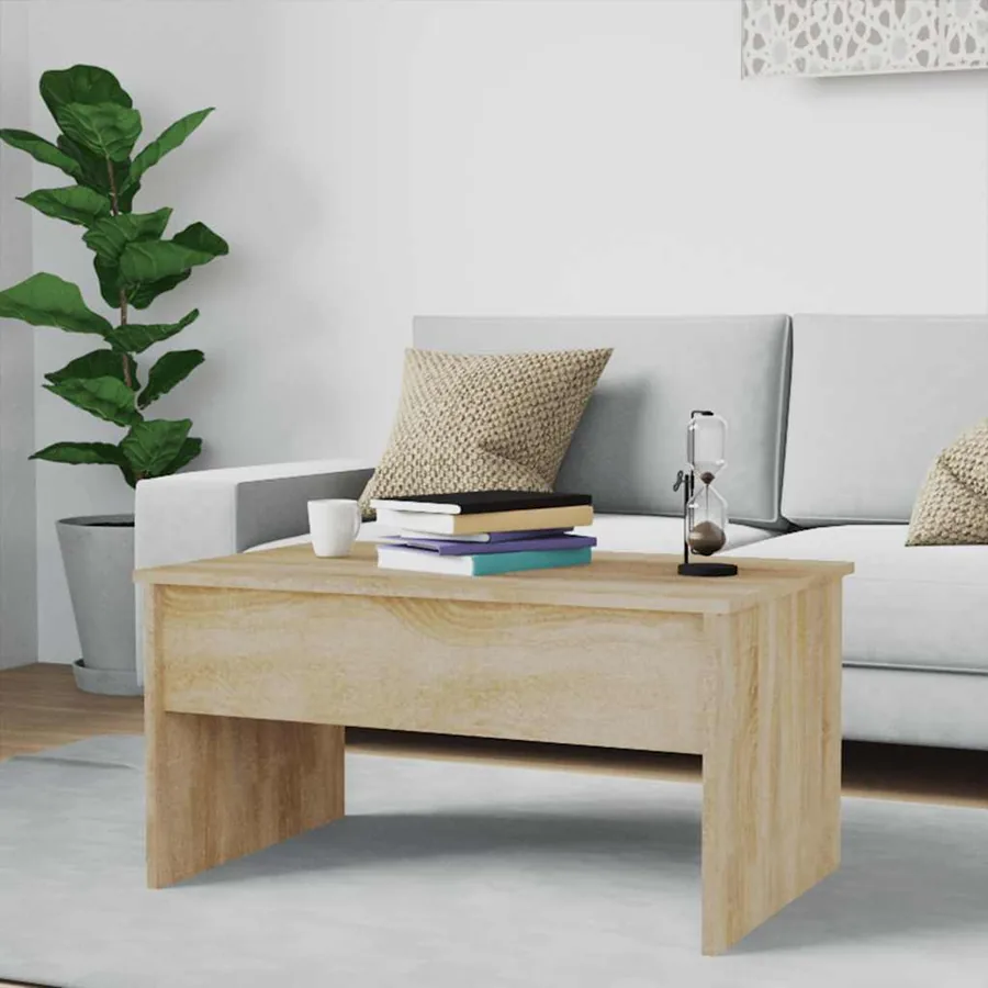 Table basse chêne sonoma 80x50,5x41,5 cm bois d'ingénierie - 8