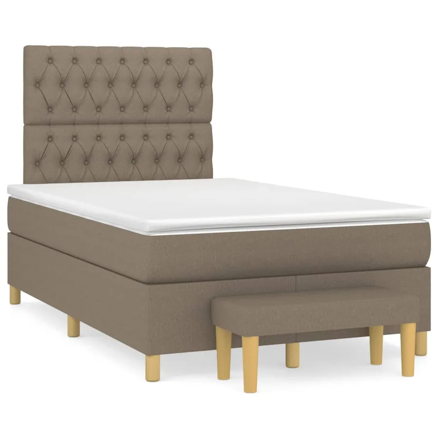 Sommier à lattes de lit avec matelas Taupe 120x200 cm Tissu - 2