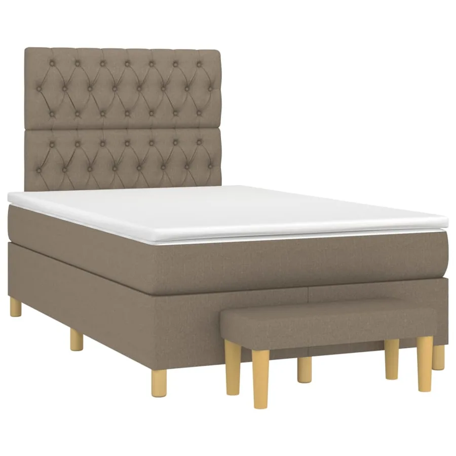 Sommier à lattes de lit avec matelas Taupe 120x200 cm Tissu - 3