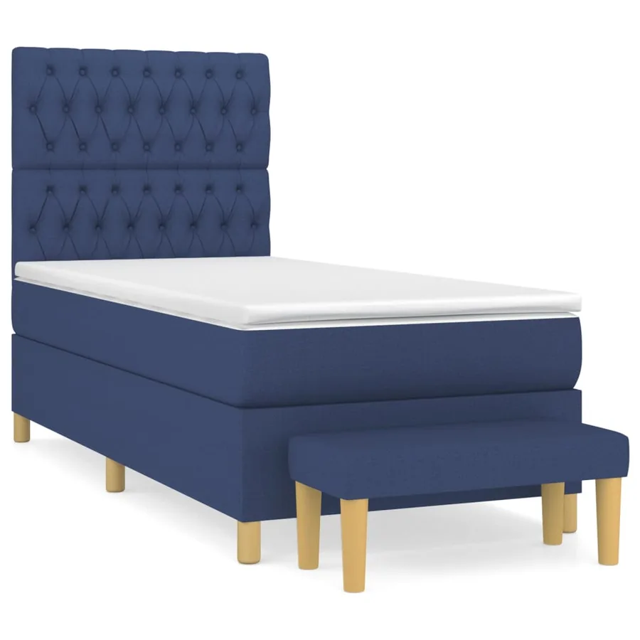 Sommier à lattes de lit avec matelas Bleu 100x200 cm Tissu - 2